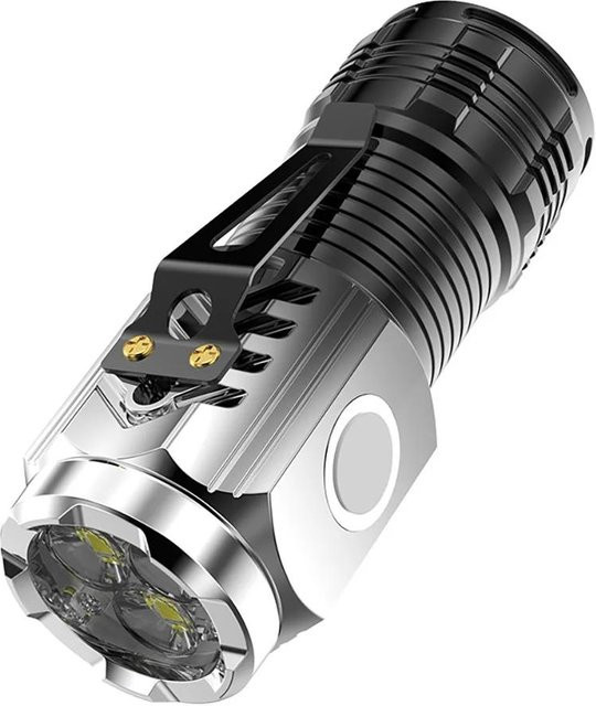 YH FlashLight LED Mini Taschenlampe USB wiederaufladbar und wasserdicht in Silver Gradient - Bild 1