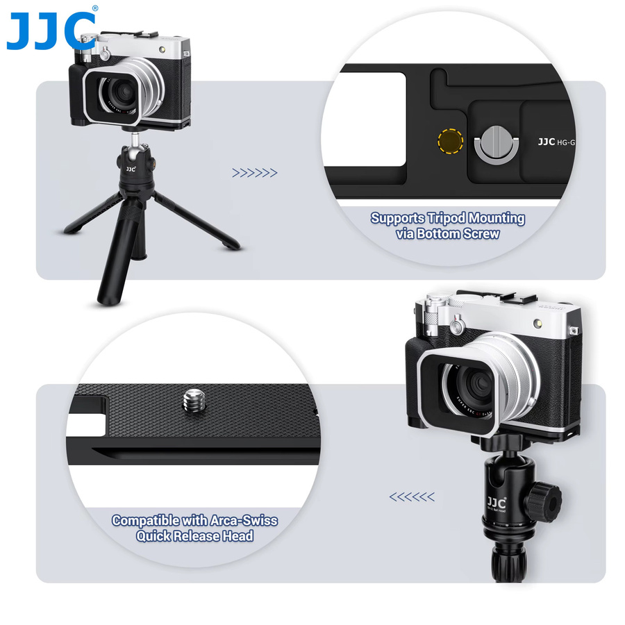 JJC GFX 100RF Kamera-Handgriff für Fujifilm Fuji GFX100RF L-Halterung mit integrierter Arca-Schnellwechselplatte in Schwarz - Bild 4
