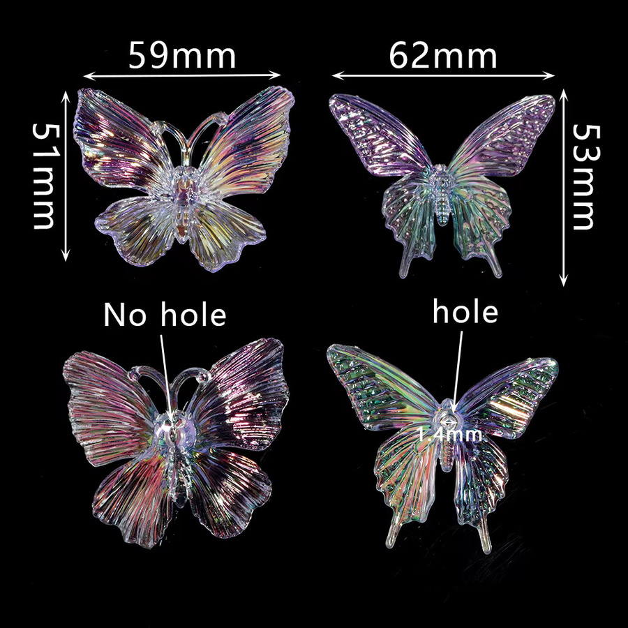 Schmetterling Anhänger, Acryl, Transparent, 5er-Los - Bild 4