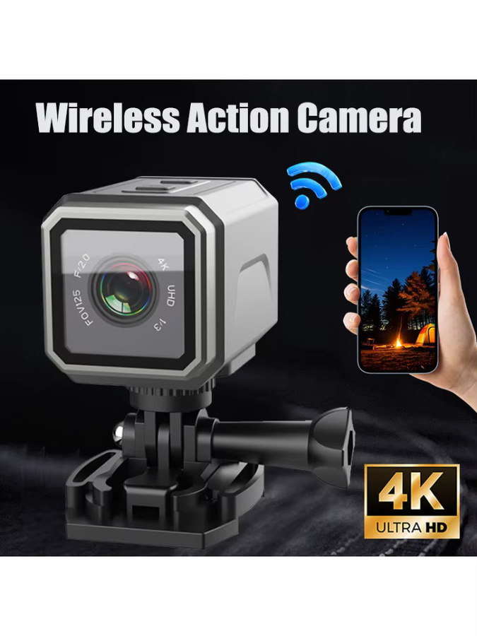 luxuglow Ultra HD 4K Action Cam mit WLAN-Hotspot und Bildschirm, Anti-Shake Outdoor-Sportkamera in Schwarz, ideal als Motorrad- und Fahrrad-Dashcam - Bild 6