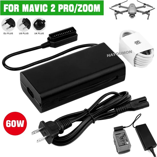 Hayoumon Akkuladegerät für DJI Mavic 2 Pro und Zoom Drohnen mit 60W Ausgangsleistung, Schwarz - Bild 1