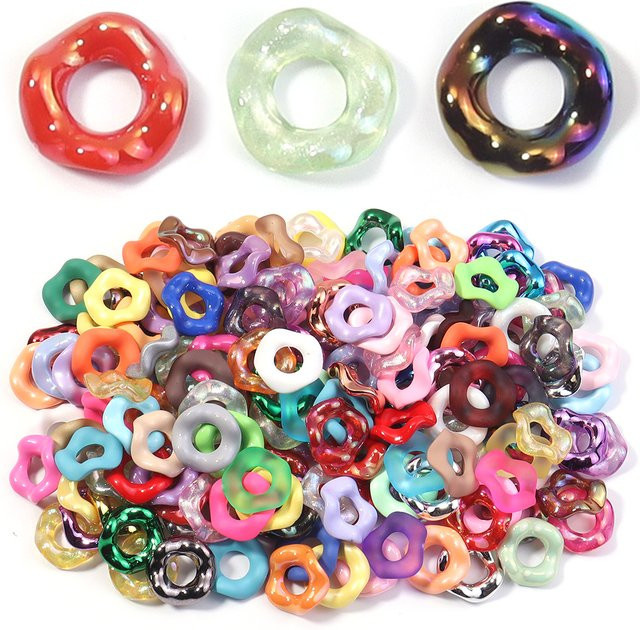 lingsai Spacer-Perlen Acryl, Donut-Form, Bunt, 16 mm - Bild 1