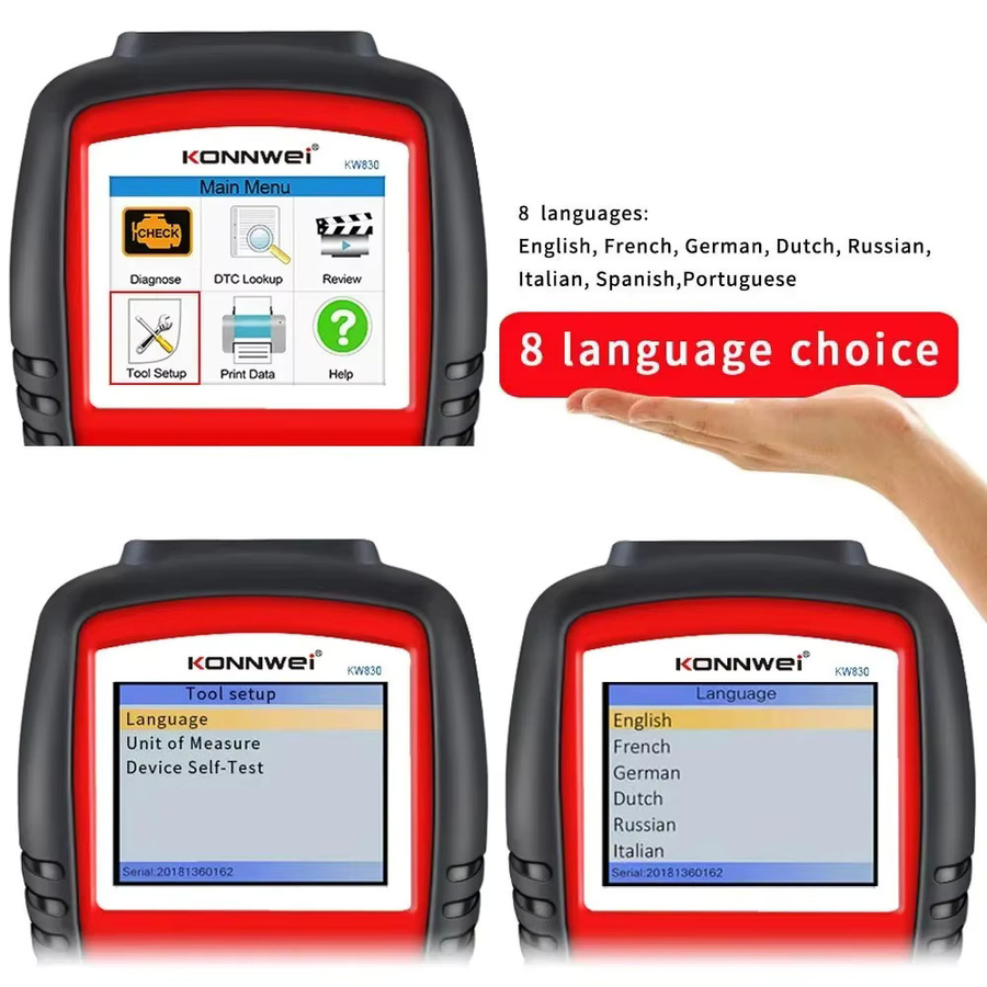 KONNWEI KW830 OBD2 Diagnosegerät zum Lesen und Löschen von Fahrzeugfehlercodes - Bild 6
