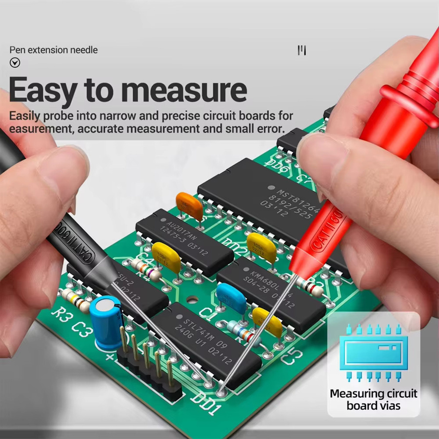 ATUOTIN Multimeter-Testspitzen Set aus 2 Stück, Isolationsdurchdringende Verlängerungs-Rückspitzen und Nadelstifte, 10A 600V - Bild 4