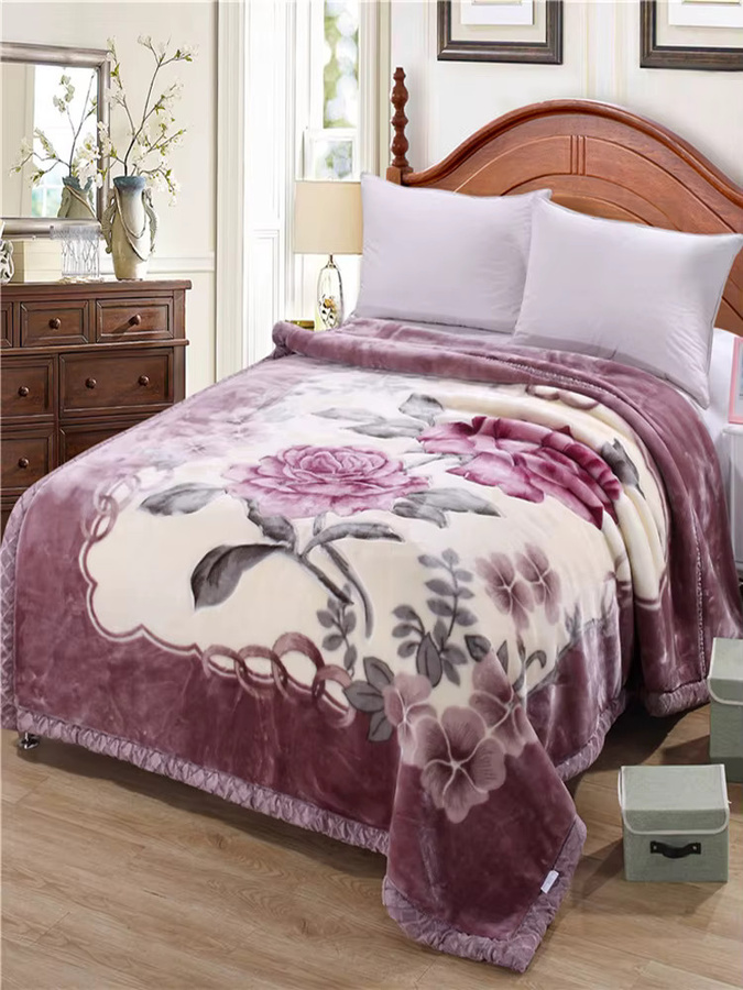 JAGDAMBE Winterbettdecke im koreanischen Stil aus weichem Raschel-Nerz, doppelschichtige schwere Decke mit Diamond-Design - Bild 5