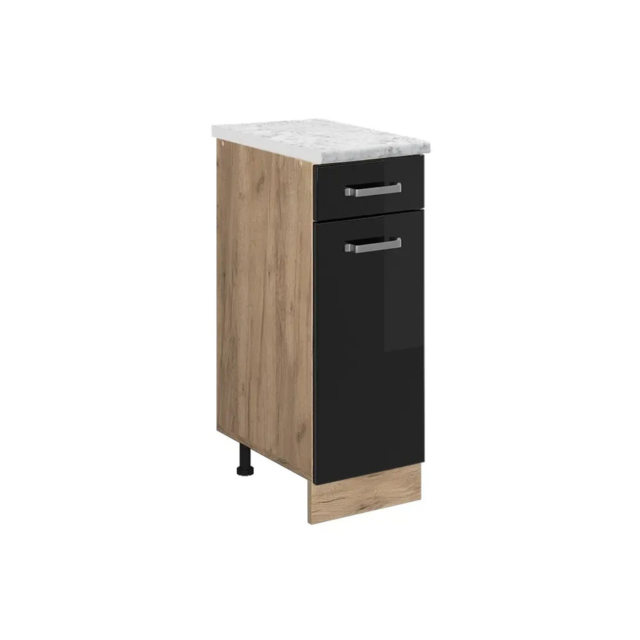 Vicco Küchenunterschrank R-Line in Schwarz Hochglanz mit Schubladen und Türen, B/T/H: 30 x 46 x 81,6 cm - Bild 2