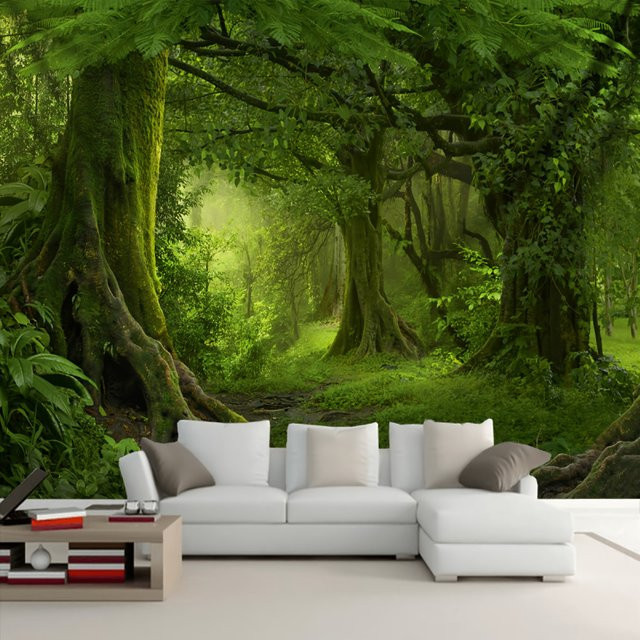 VIKAMA Wandteppich mit Naturmotiv in Grün für dein Wohnzimmer oder Schlafzimmer - Bild 1
