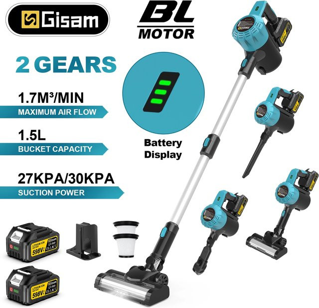 Gisam Bürstenloser elektrischer Akku-Staubsauger mit 1,5 l Behälter für Makita 18 V Akkus - Bild 1