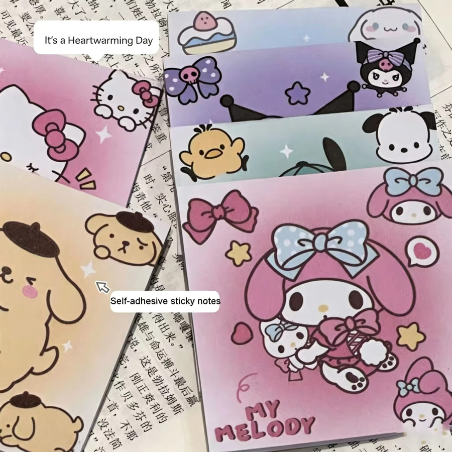 Sanrio Selbstklebender Haftnotizblock mit niedlichen Motiven, Mehrfarbig, Schreibwaren für Schule und Büro - Bild 4