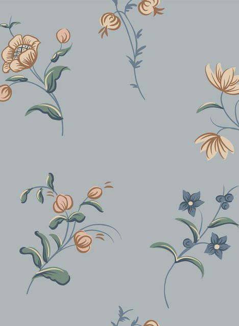 Sandberg Wallpaper Hanna Vlies Tapete mit floralem Muster in Misty Blue im skandinavischen Stil - Bild 1