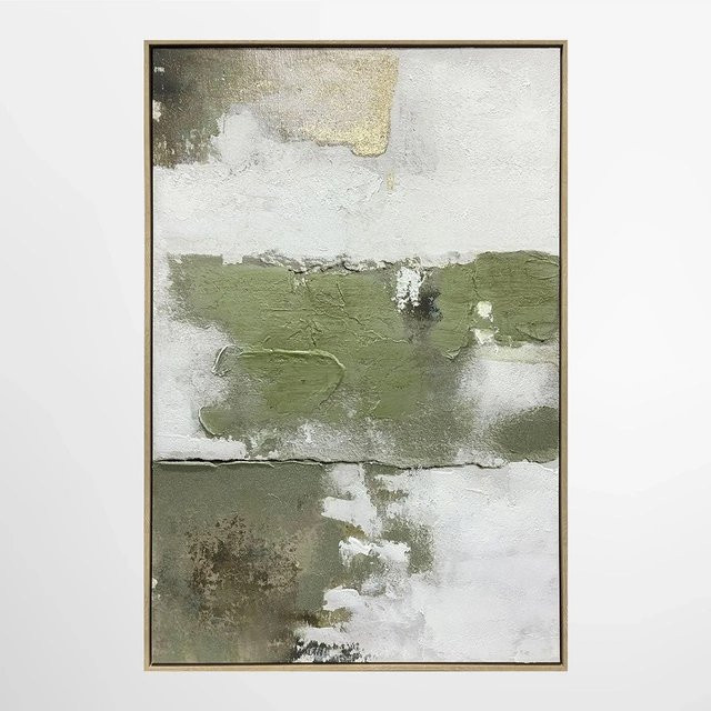 ArtUniverse Leinwandbild Earth And Stone Modern Abstract Nature in Grün und Multicolour, B: 80 cm, H: 120 cm - Bild 1