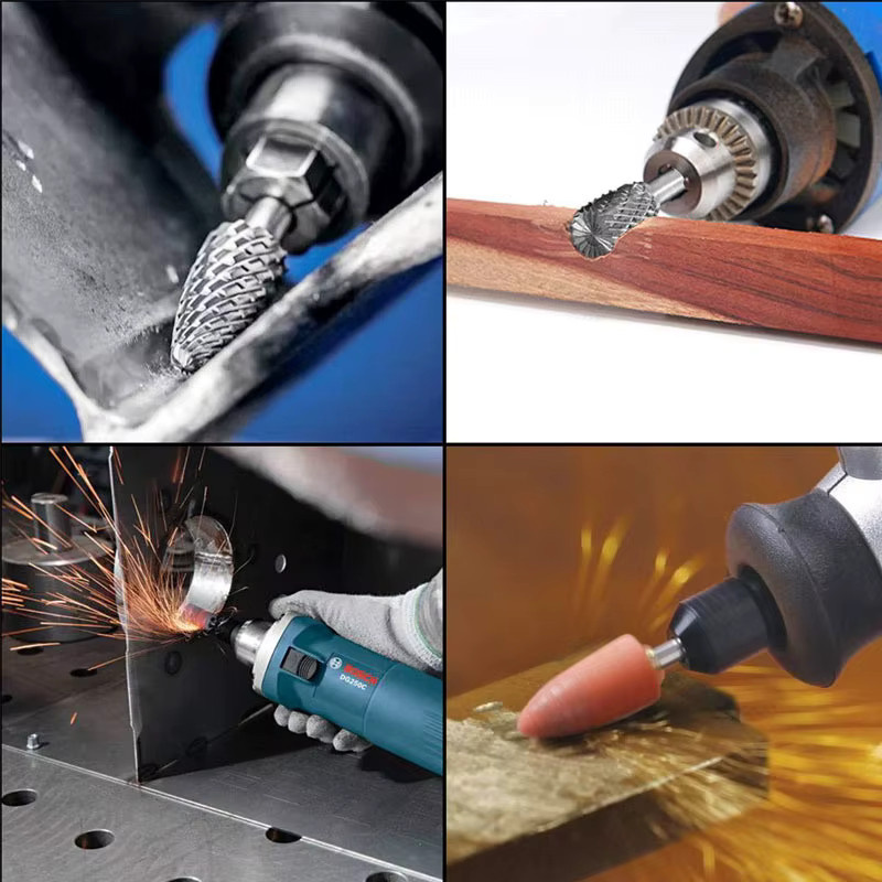 atooltour Wolframkarbid-Fräser-Set in Silber mit 6mm Schaft, Doppelschnitt Rotationsfeilen für Metall und Holz - Bild 4
