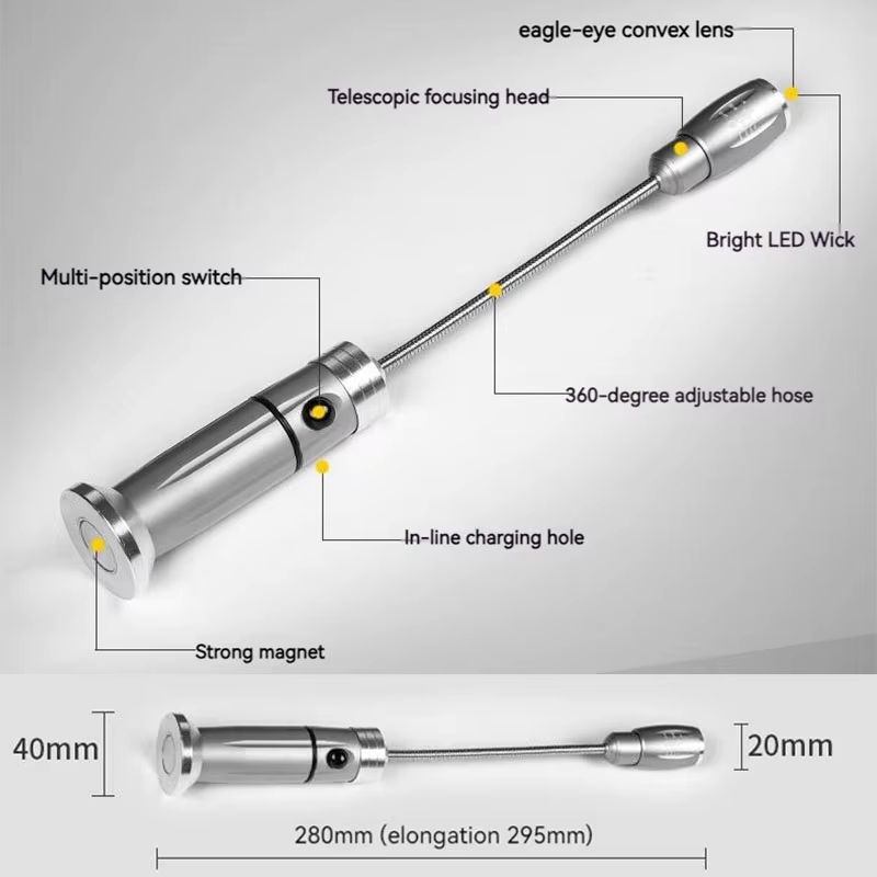 ESMARTER LED-Taschenlampe in Schwarz mit magnetischem Sockel, zoombar und verstellbar für Camping und Außenbereich - Bild 5