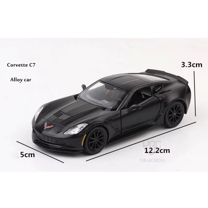MAKEDA Chevrolet Corvette C7, Modellauto, Maßstab 1:36, Metall, Schwarz - Bild 3