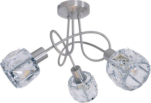 Näve Josefa 3-flammige LED-Deckenleuchte in Edelstahlfarben mit Glas, B/H/T: 38 x 24 x 38 cm - Bild 1