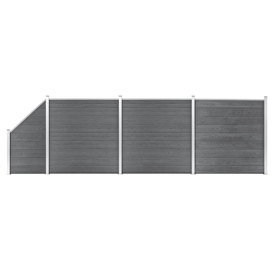 vidaXL WPC Zaun-Set aus Holz-Kunststoff-Verbundwerkstoff und Aluminium in Grau, B/H: 619 x 186 cm - Bild 2
