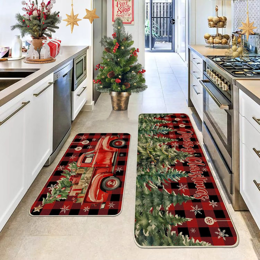 VIKAMA Rutschfeste Fußmatte mit Weihnachtsatmosphäre in Multicolour für Küche, Badezimmer und Toilette, B/T: 40 x 40 cm - Bild 1