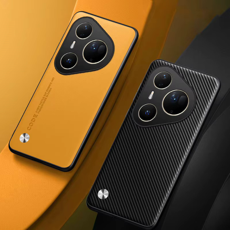 LYYDFUMAN Schutzhülle aus PU-Leder und Silikon für Huawei Pura, P60, P50, P40, P30, Nova Pro in Orange, stoßfestes Case - Bild 2