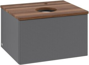 V&B Waschtischunterschrank Antao mit Frontstruktur und Beleuchtung, Anthrazit lackiert, B: 60 cm, T: 36 cm, H: 50 cm - Bild 1