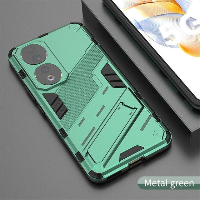 Stoßfeste Schutzhülle für Honor 90 und Honor 90 Lite mit magnetischem Ständer und Auto-Halterung in Grün - Bild 1