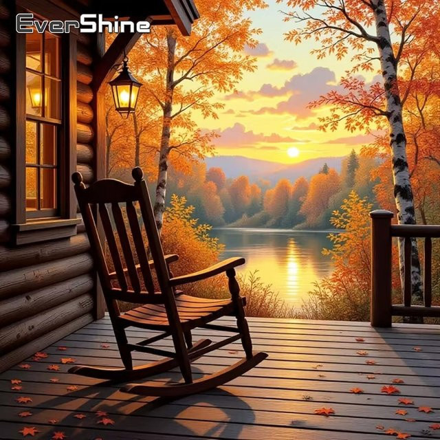 EverShine DIY Diamant-Stickerei Sonnenuntergang Landschaftsgemälde mit runden Vollquadrat-Strasssteinen in Multicolour - Bild 1