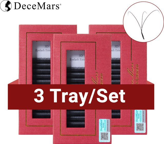 DeceMars Wimpernverlängerungen 3D W-Form, Black, Unisex, 3er Set - Bild 1