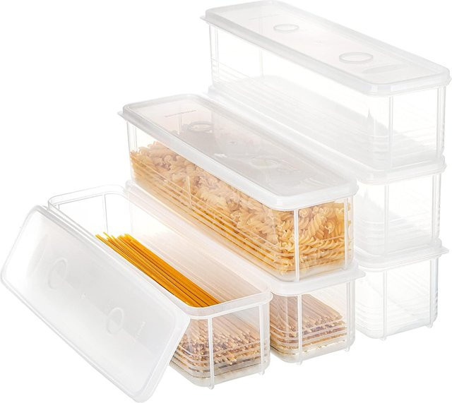 EliteHMX Pasta-Aufbewahrungsbehälter mit Deckel, luftdichter Spaghetti-Nudelhalter aus transparentem Kunststoff, rechteckige Nudelbox, leakproof - Bild 1