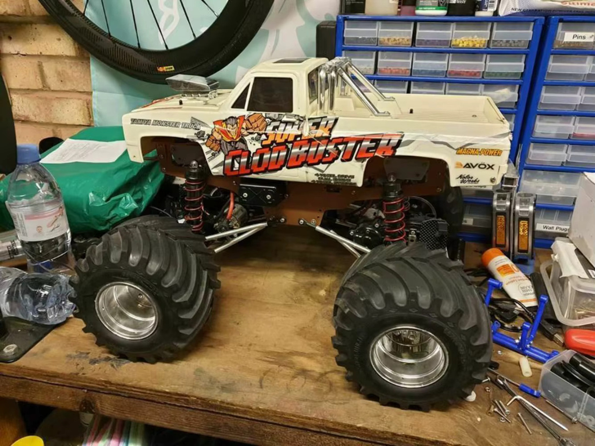 Tamiya 1/10 Aluminium-Chassis-Kit für Clod Buster Bullhead RC Monster Truck, Upgrade-Rahmenteile, Metall - Bild 4