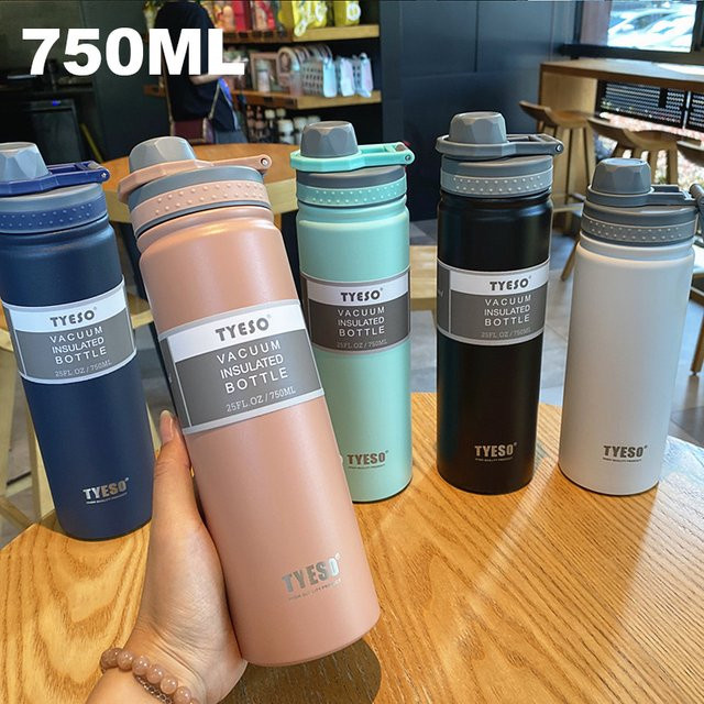 Tyeso Thermosflasche aus Edelstahl in Blau, 750 ml Isolierflasche für Wasser und Kaffee - Bild 1