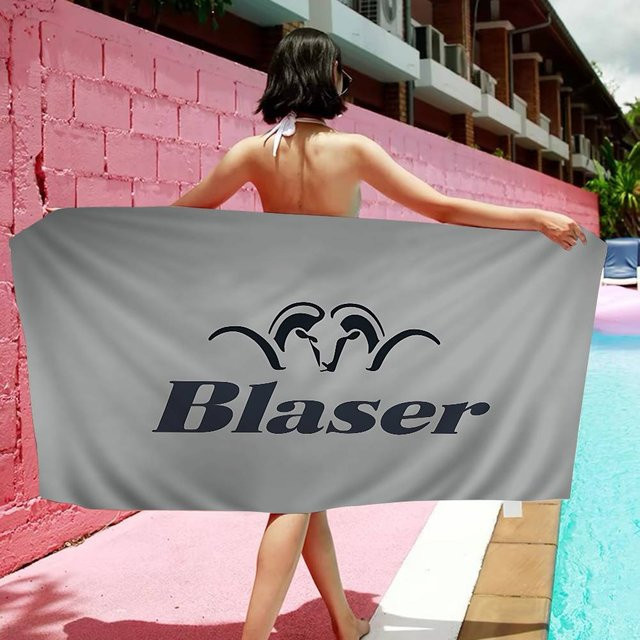 Blaser Logo Mikrofaser Strandtuch aus Baumwolle und Polyester, schnelltrocknend und super saugfähig, Grau, B/L: 76 x 182 cm - Bild 1