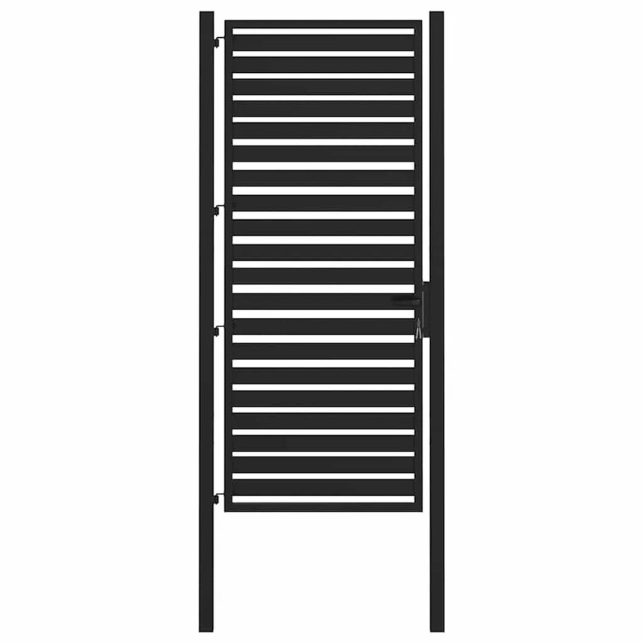 vidaXL Gartentor aus Aluminium, schwarz, abschließbar, Breite: 100 cm, Höhe: 200 cm - Bild 2
