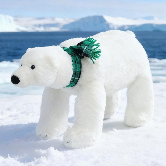 Eisbär Plüschtier, Karo Grün, 45cm - Bild 1