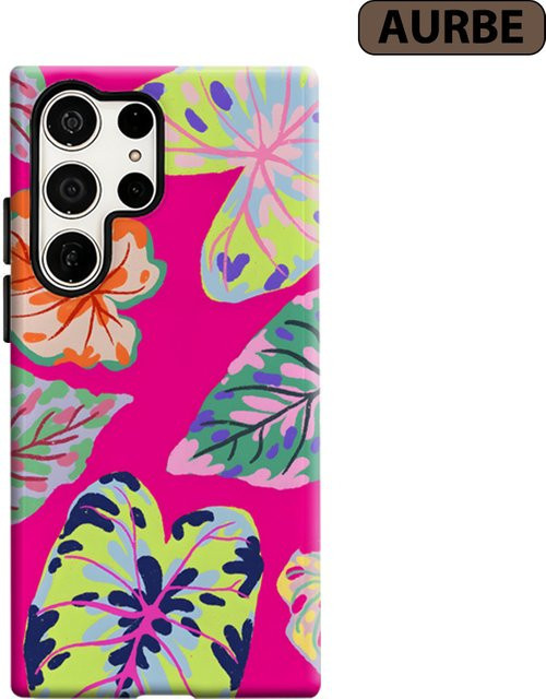 Stoßfeste Handyhülle mit Neon Tropischen Blättern für Samsung Galaxy S26 S25 Ultra S24 S23 Ultra Plus, Robuste Doppelschicht Rückabdeckung, Mehrfarbig - Bild 1