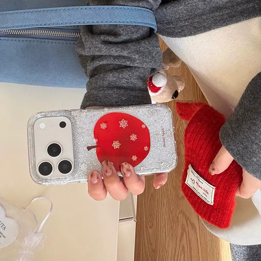Stoßfeste Schutzhülle für Apple iPhone 17 16 15 14 Pro Max mit Weihnachtsserie Vergoldung Glitzer Schneeflocke in Rot und Multicolor - Bild 5