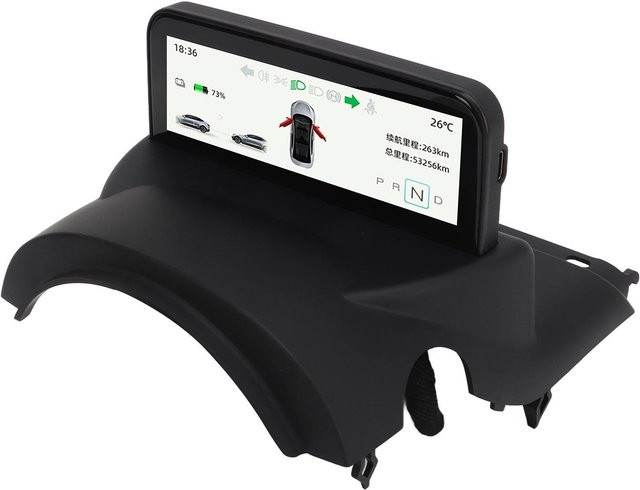 Koogeelife Auto HUD Display 4,6 Zoll HD LCD Tacho mit Überdrehzahl- und Temperaturwarnung für Tesla Model 3 und Model Y, Schwarz - Bild 1