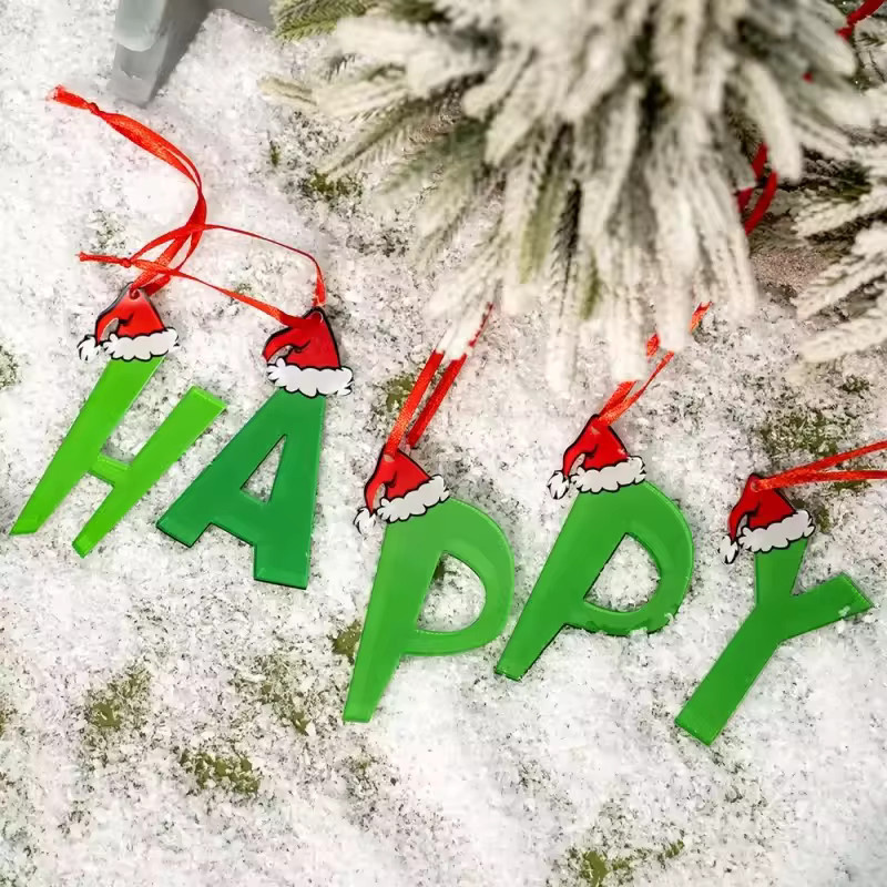 ZQNYCY Weihnachtsbaum Anhänger in Grün mit 26 Buchstaben als DIY-Handwerk für Weihnachten und Silvester - Bild 4