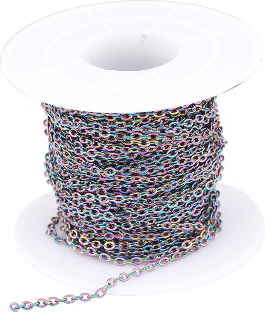 onwear Gliederkette Edelstahl, Regenbogen, 2x2,5mm, 10m - Bild 1