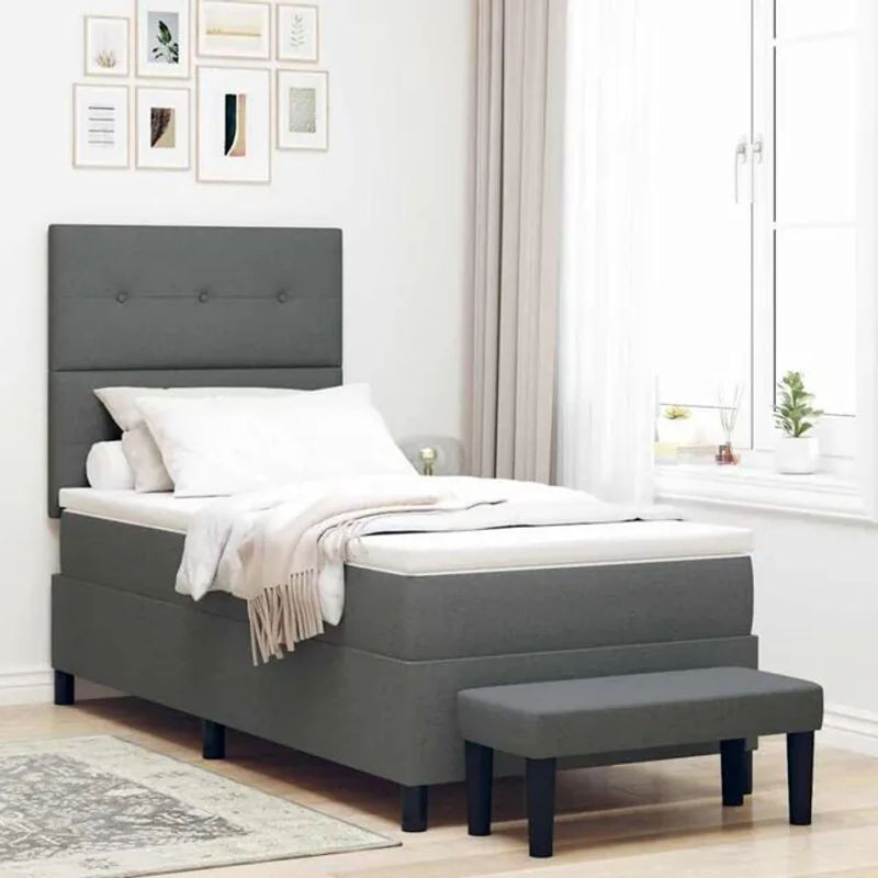 Boxspringbett vidaXL mit Matratze in Anthrazit und Grau aus Stoff, B/T/H: 80 x 200 x 128 cm - Bild 1