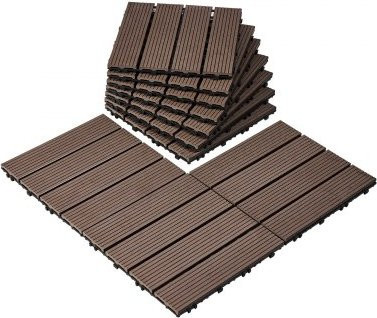 VEVOR Terrassenfliesen 10er-Set Dunkelbraun Klickfliesen aus wasserdichtem Kunststoff für Balkon, Veranda und Pool B/B/H: 29,5 x 29,5 cm - Bild 1