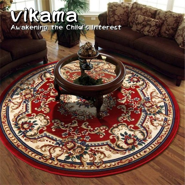 Runder VIKAMA Teppich im orientalischen Stil, rutschfeste Bodenmatte für Wohnzimmer und Esszimmer, Durchmesser: 60 cm - Bild 1