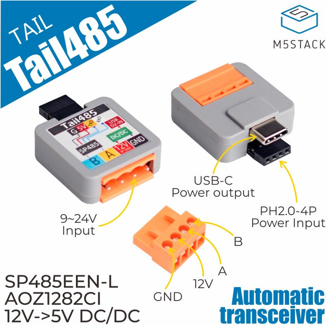 M5Stack ATOM Tail485 RS485-Converter in Grau - Bild 1