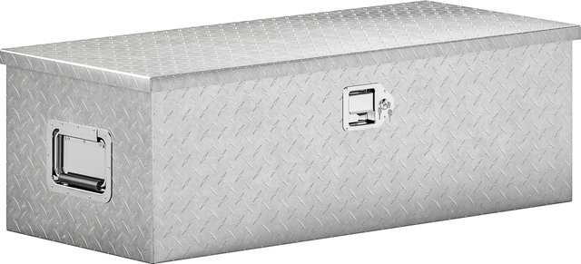 HOMCOM Aluminium-Werkzeugkiste mit Schloss und 2 Schlüsseln, robuste Werkzeugbox für Pickup, Wohnmobil oder Anhänger, Silber, B/T/H: 76,2 x 33 x 24,4 cm - Bild 1