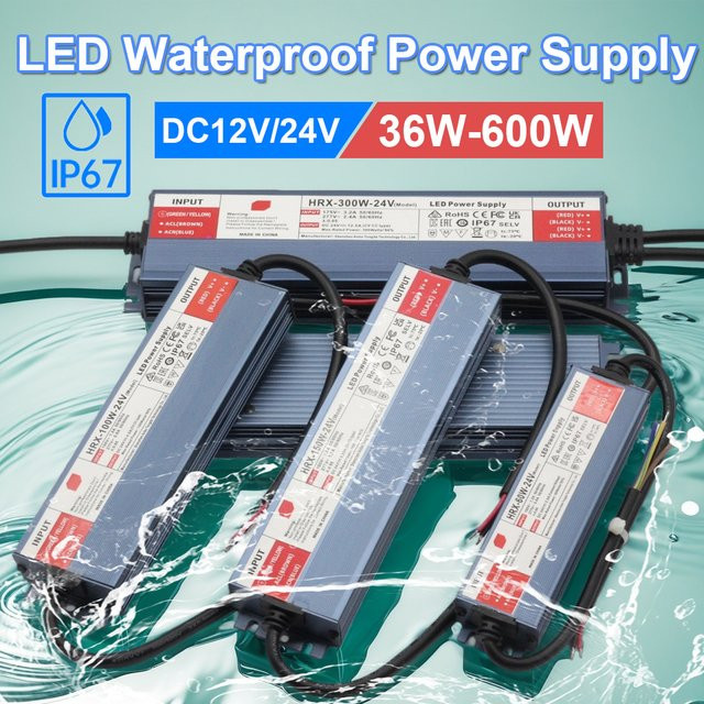 NIUGUY LED Outdoor DC-Stromtransformator IP67 Wasserdichter LED Driver AC100-277V auf DC 12V/24V mit 36W-600W Leistung - Bild 1