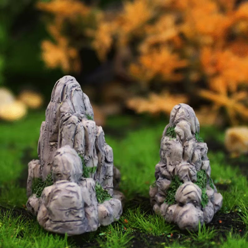 Miniatur Berg aus Kunstharz in Grau als Deko-Element für Bonsai, Aquarium und Gartenfiguren - Bild 6