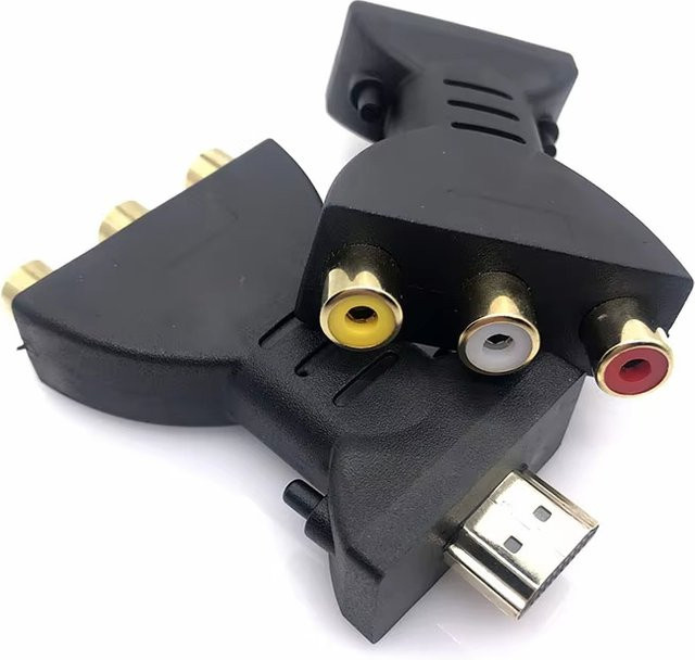 AV zu HDMI Konverter Adapter für HD TV Box mit RCA Anschluss Rot Weiß Gelb in Schwarz - Bild 1