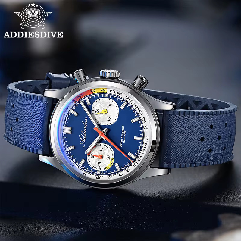 ADDIESDIVE Chronograph, Quarzuhr, Edelstahl, 38 mm, Herren, Blau - Bild 1