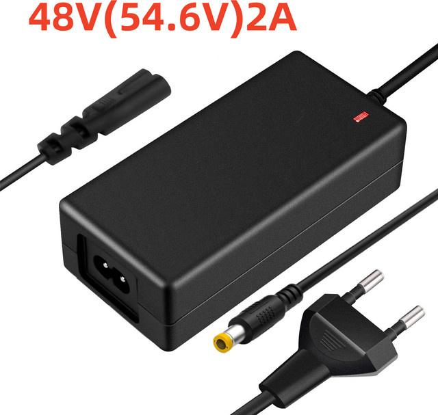 Aleaivy Lithium-Batterieladegerät 54,6V 2A für 13S Li-Ionen-Akkupacks, Schwarz, DC-Stecker 5,5mm x 2,1mm - Bild 1