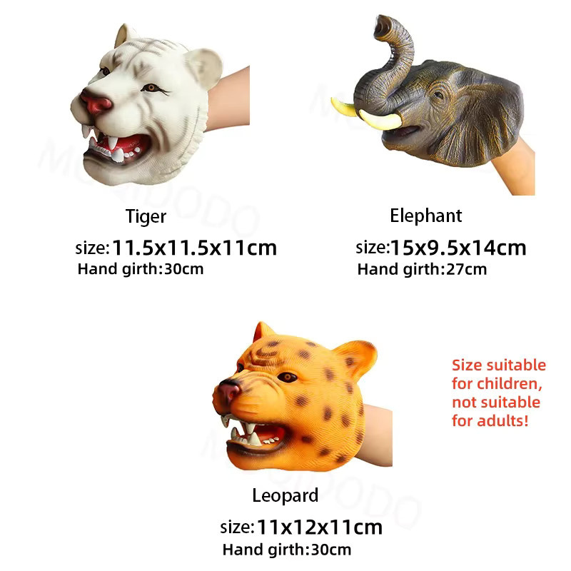 MOQIDODO Handpuppen Dinosaurier-Kopfmodell, T-Rex, Gummi, für Jungen - Bild 1