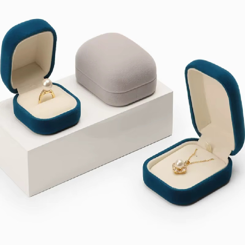 Schmuck-Display-Box aus Samt für Ringe und Ohrringe in Grau oder Blau - Bild 2