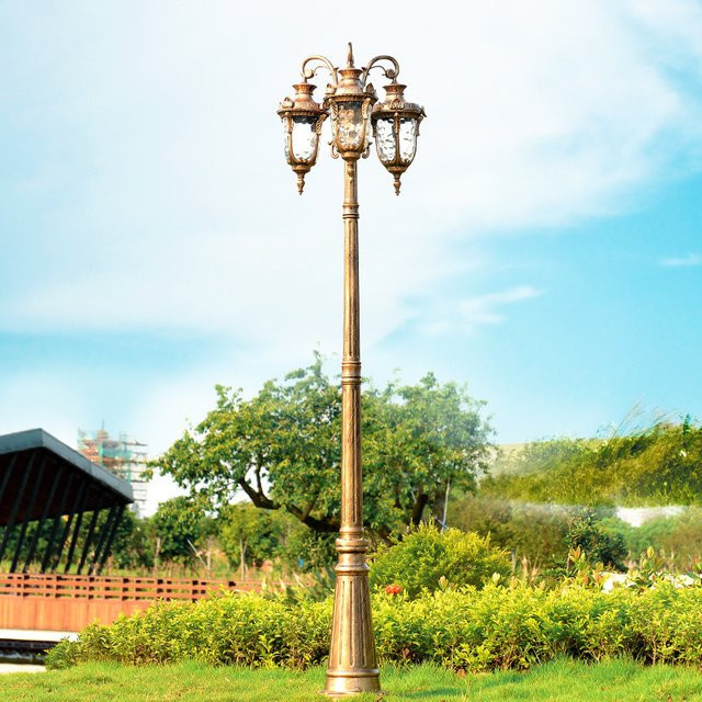 Wecus Industrielle Outdoor Straßenlampe IP54 Wasserdicht aus Aluminium und Glas für Garten und Platz, Höhe: 210 cm - Bild 1